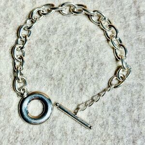 925 Sterling Silver Azuki Chain Bracelet w/Toggle Clasp 8” Lot#755